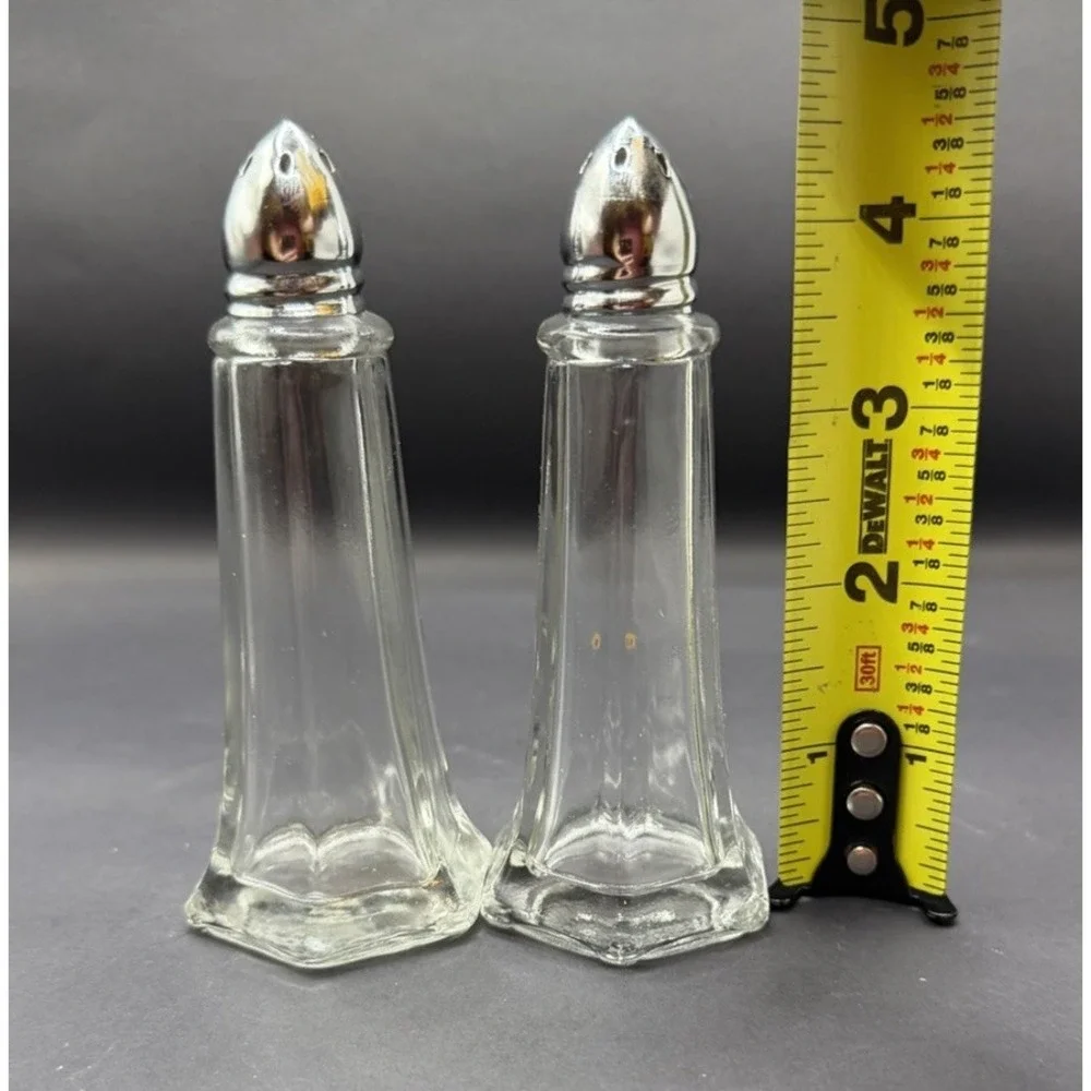 Vintage and Elegant  Tower Style Glass Salt and Pepper shaker Set